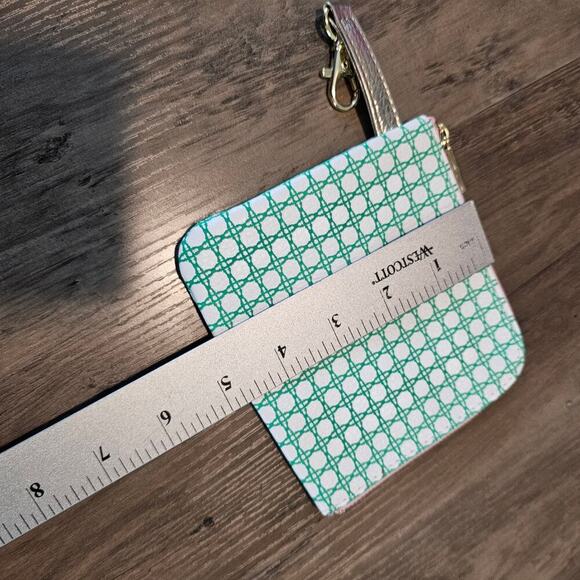 Lilly Pulitzer Small Zip Pouch Wallet Green Plaid Preppy Coquette Coin Purse - Picture 7 of 7